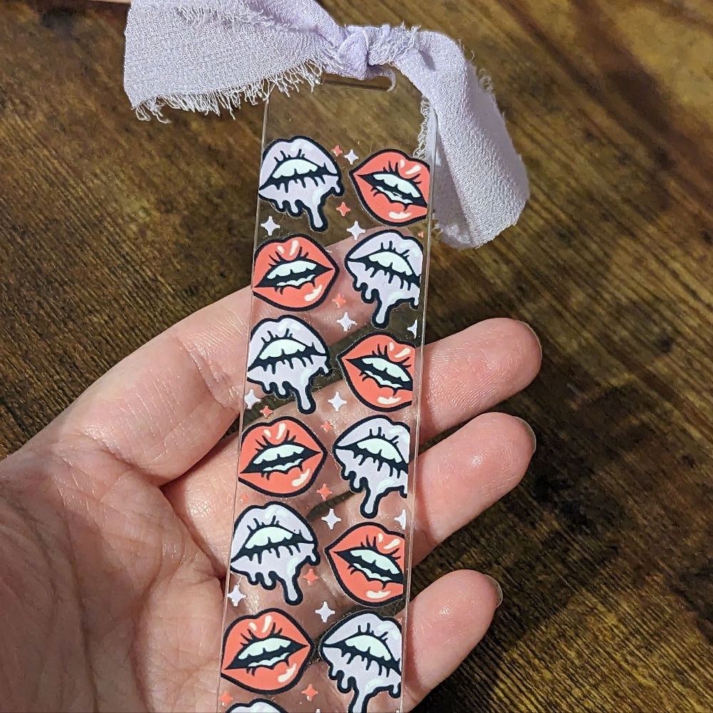 2 For $5 Item: Purple & Red Lips Acrylic Bookmark New!